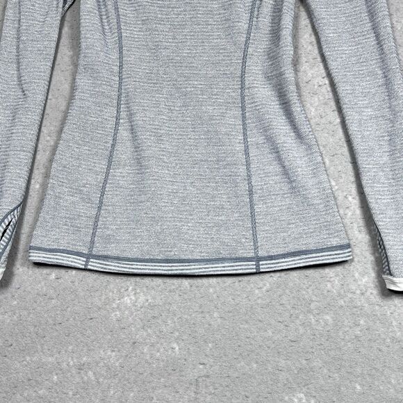 Lululemon Shirt Womens Size 4 Gray Striped Long Sleeve Thumbholes Reversible - Picture 10 of 15
